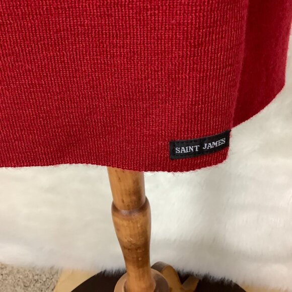 Saint James Red Wool Embossed Metal Buttons Long Sleeve Cardigan Sweater 10 - Picture 3 of 10